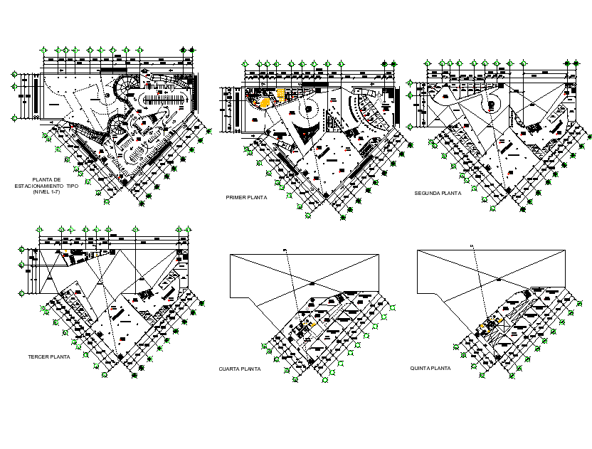 3 levels of shopping 7 level sunder ground parking 2 levels residential dwg file