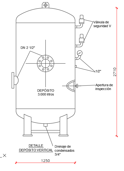 3000-Litres Compressed Air Tank Detail In AutoCAD DWG File