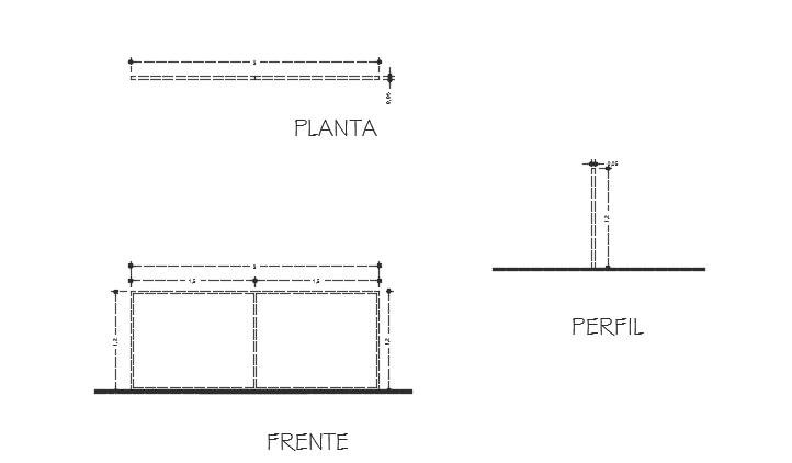 2D CAD Plan of 3000x500mm Office Table with 1300mm Height