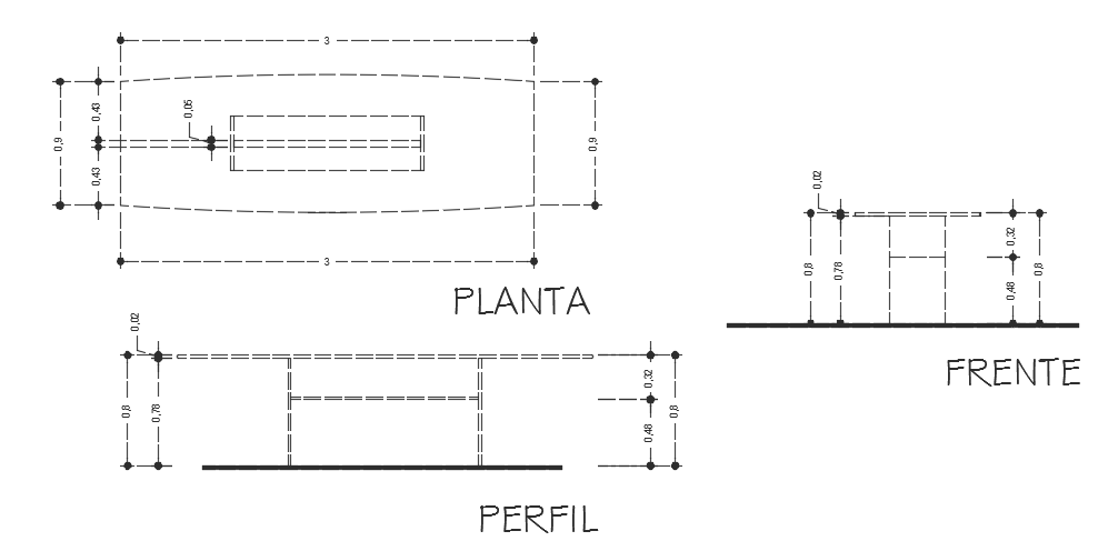 2D CAD Drawing of 3000x900mm Office Table DWG File