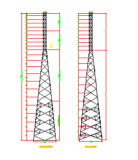 Detail CAD Blocks 53.20m Lattice Tower Elevation DWG file
