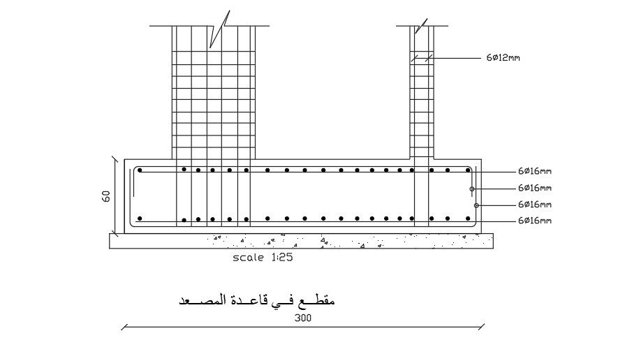 300x300 mm Column Footing Section DWG File