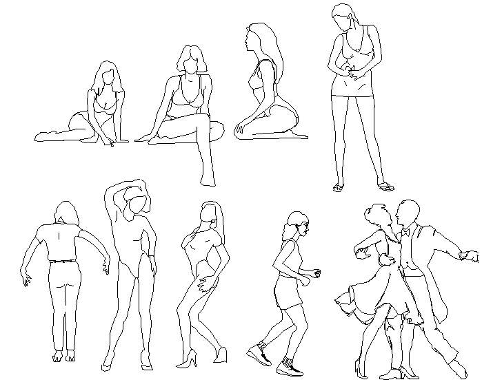People AutoCAD Blocks with 2D Human Figure Front View Collection