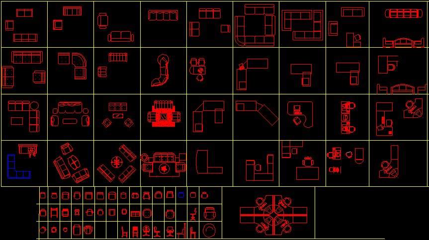 Furniture CAD Blocks DWG with 2D Sofa, Chair, and Table Designs