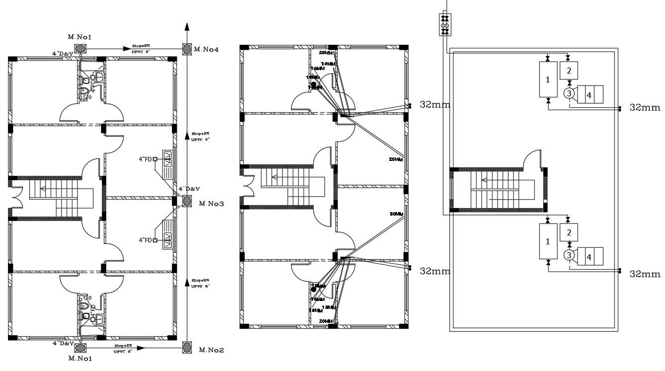 30 By 52 Feet House Plumbing Plan Design DWG File