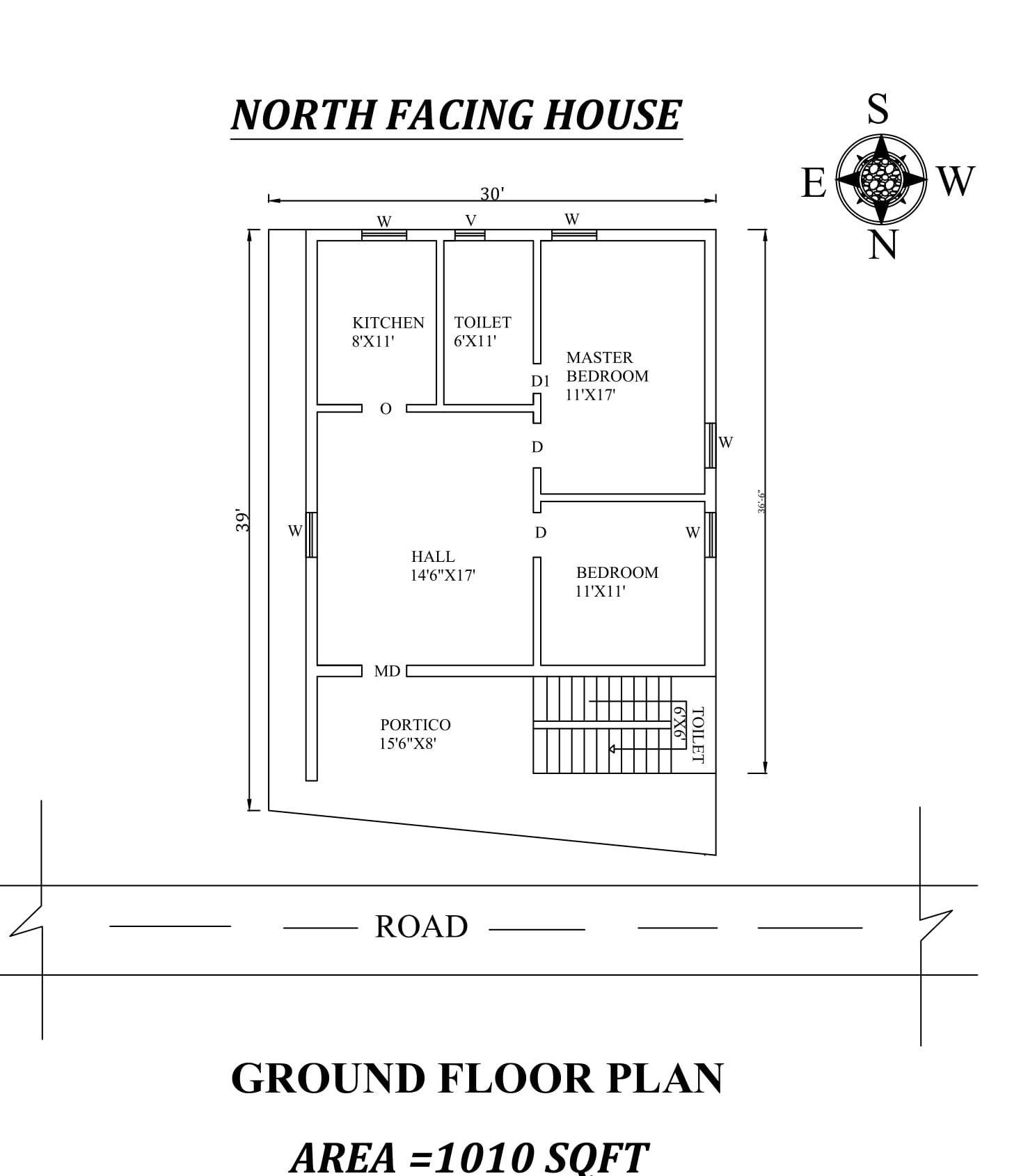30'X39' Amazing North facing 2bhk house plan as per Vastu Shastra,Autocad DWG and Pdf file details.