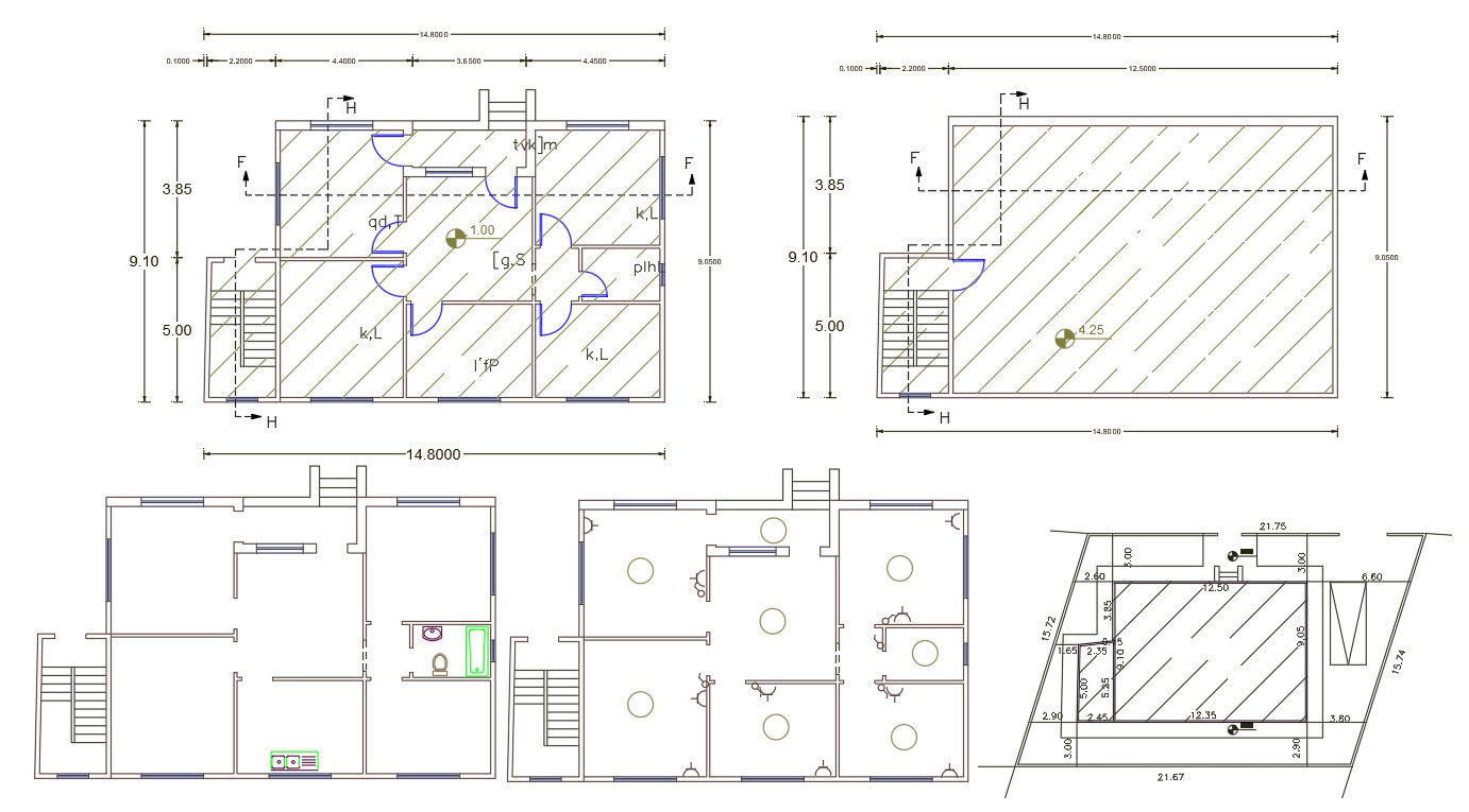 30' X 48' House Plan AutoCAD File (160 Square Yards)