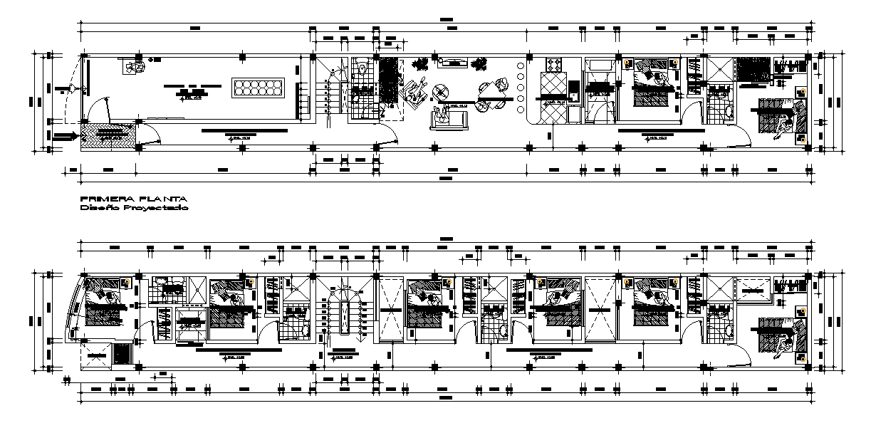 30X4 Meter Hotel Ground Floor And First Floor Plan AutoCAD Drawing DWG File