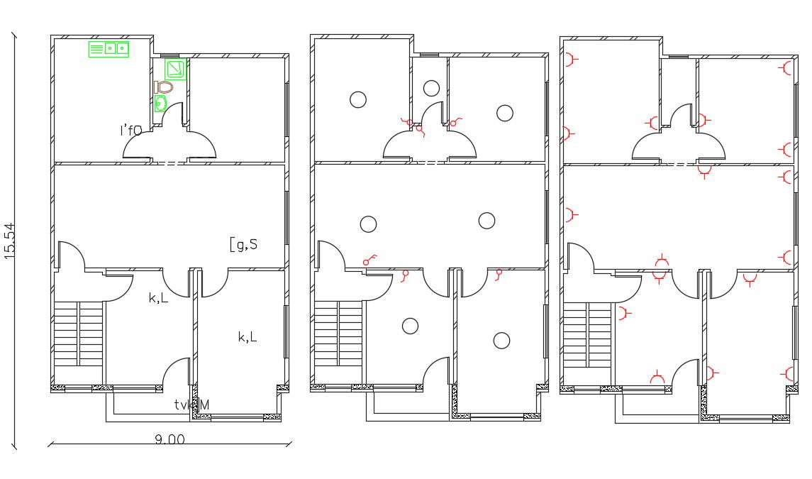 30' X 50' House Plan AutoCAD File (1500 Square Feet)