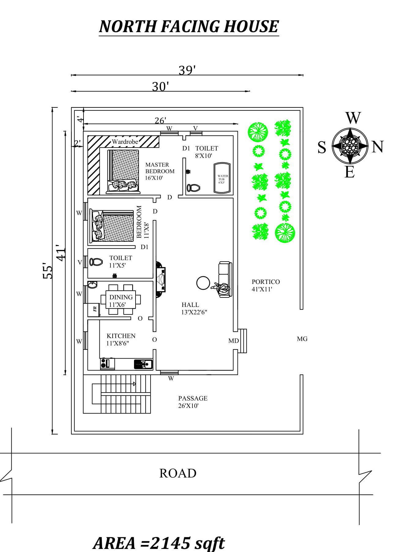 30'X55'Amazing North facing 2bhk house plan as per Vastu Shastra,Autocad DWG and Pdf file details.