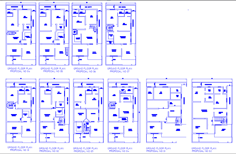 30'X60' Ten Various types of 2BHK House plan AutoCAD DWG file