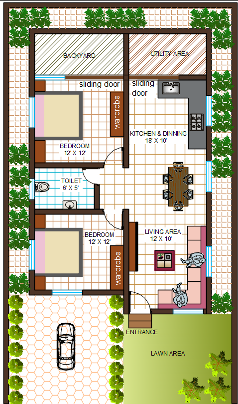 30 X 60 ft 2 BHK House Plan in 1800 Sq Ft