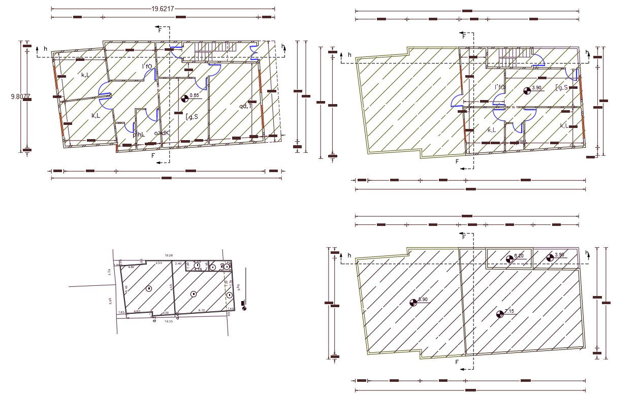 30' X 62' House Plan DWG File (206 Square Yards)