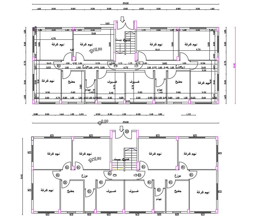 30' X 75' Dual House Plan AutoCAD File