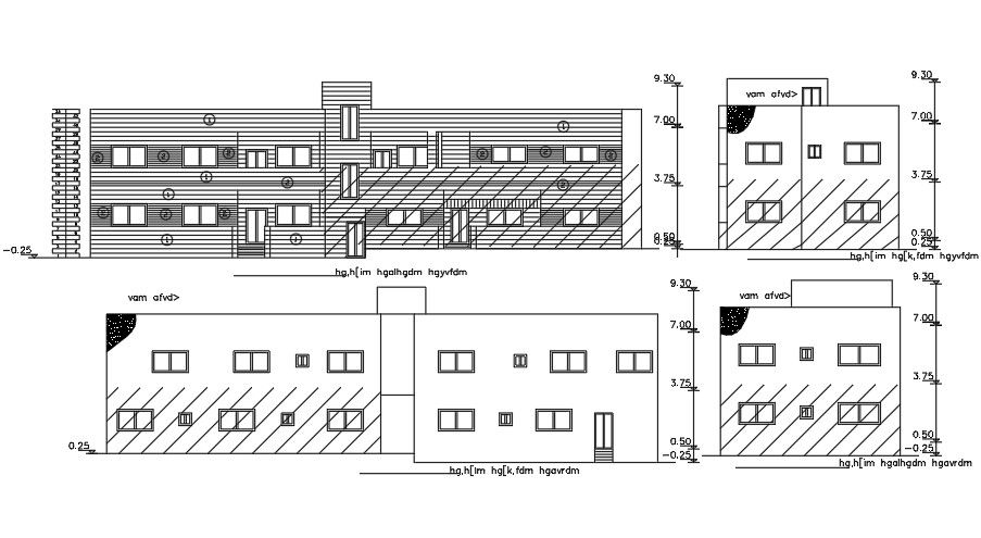30x10m house building first and second floor elevation view