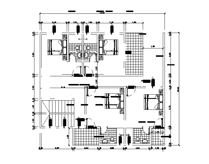 30x12m office house plan is given in this Autocad drawing file. Download now.
