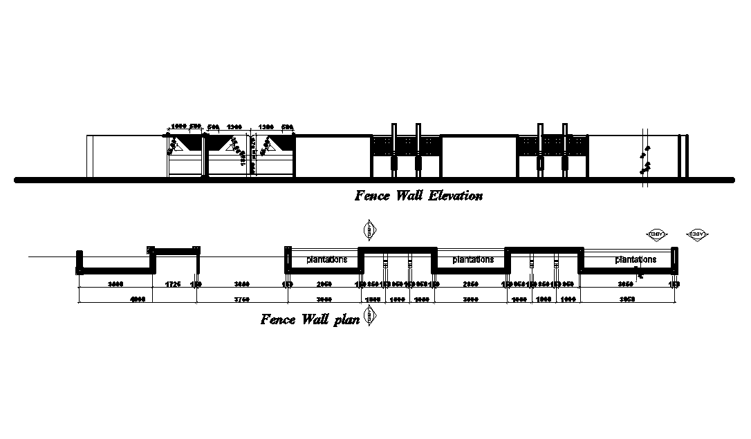 30x14m house plan of fence wall is given in this Autocad drawing file. Download now.