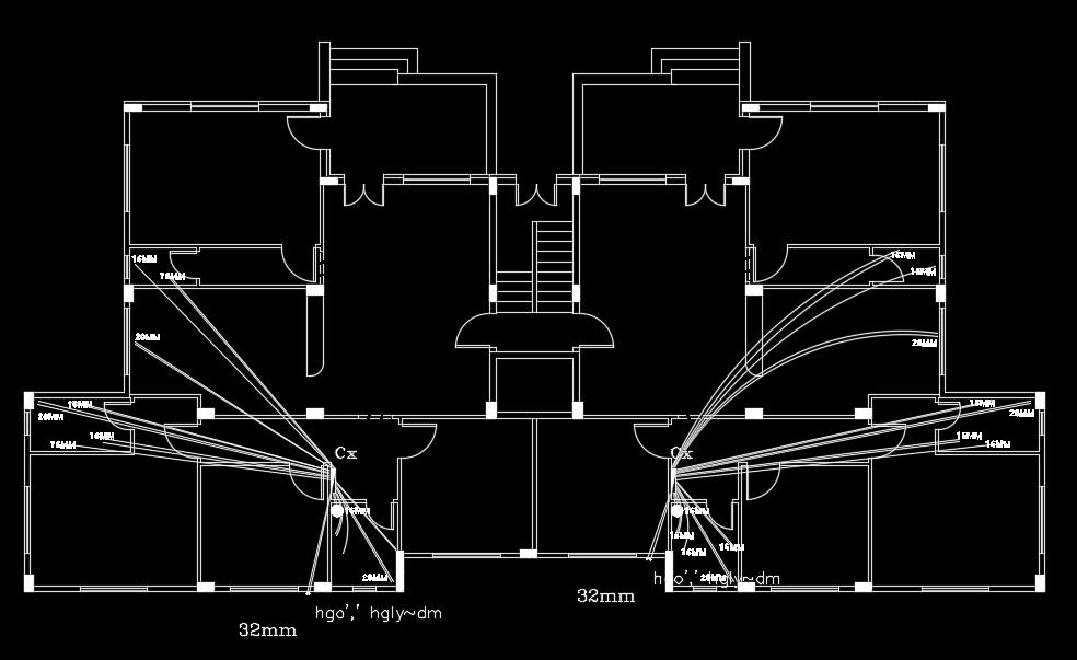 30x15m house plan sanitary line connection AutoCAD drawing