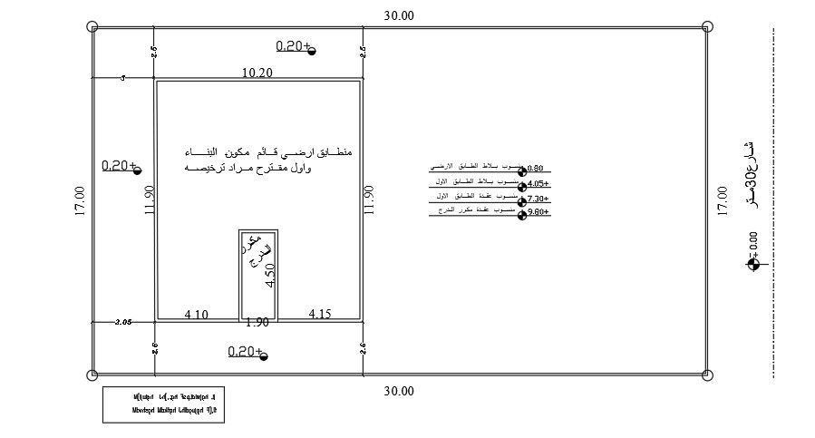 30x17m site layout drawing is given in this AutoCAD drawing model