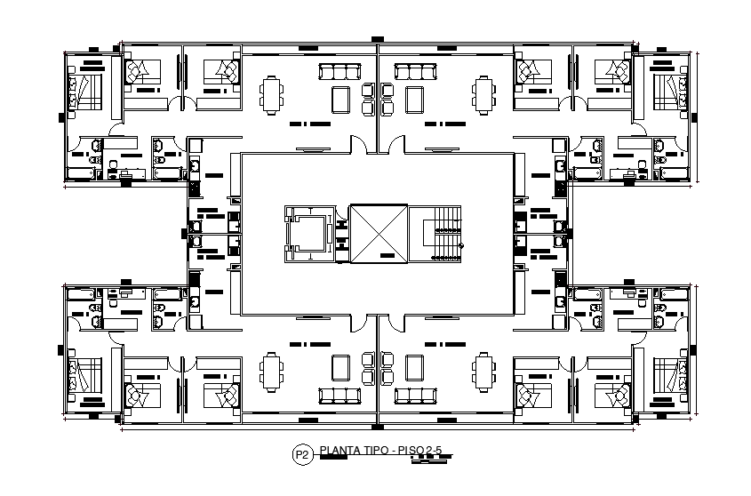 30x21m apartment house plan is given in this Autocad drawing file.Download now.