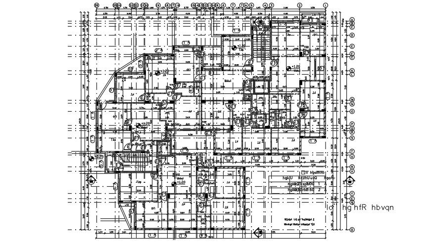 30x28 Meter Apartment Fifth Floor Center Line Plan Layout