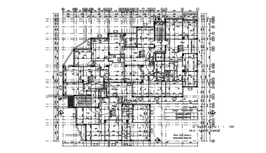 30x28 Meter Apartment First Floor Center Line Plan Layout