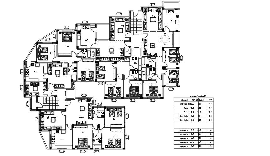 30x28 Meter Apartment Furniture Layout Plan AutoCAD File