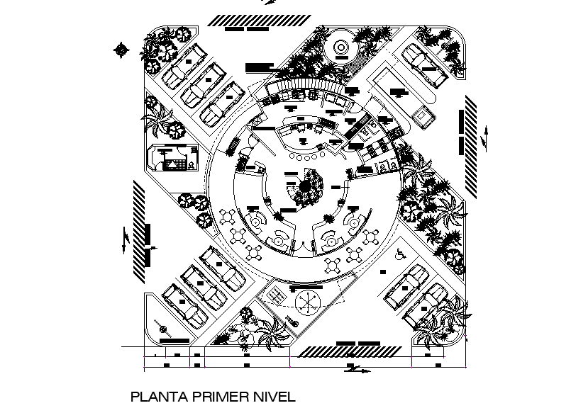 30x30m club house plan is given in this Autocad drawing file. Download now.