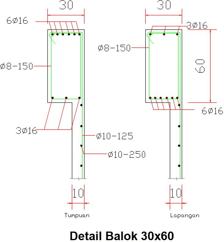 30x60cm theme park column cross section with reinforced detail drawing