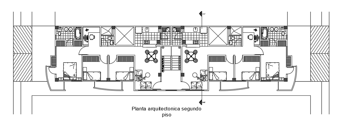 30x6m architecture apartment first floor plan CAD model is given in this file