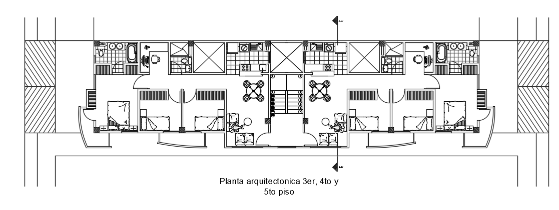 30x6m architecture apartment third floor plan CAD model is given in this file
