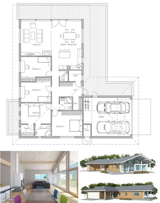 Modern House Project DWG File with 3D Elevation and Layout Plan