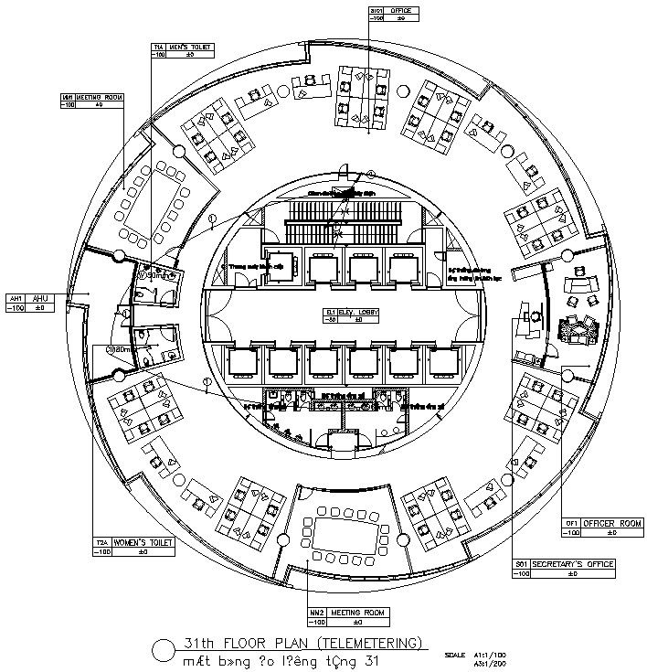 31st floor plan of telemetering in AutoCAD 2D drawing, dwg file, CAD file