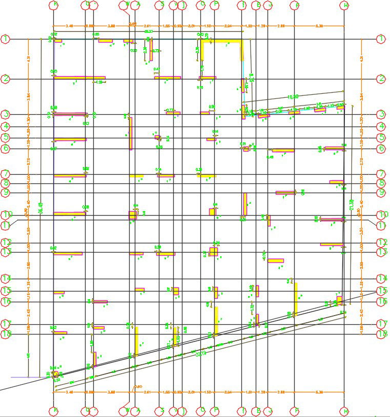 31x36m multifamily apartment column layout CAD drawing