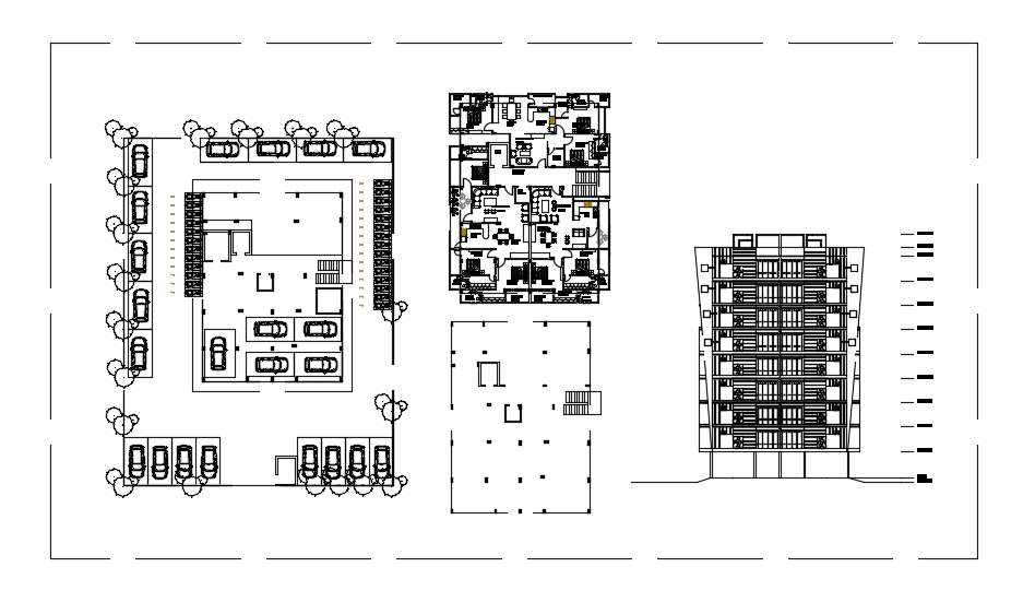 31x40m multifamily apartment plan 2d Autocad drawing