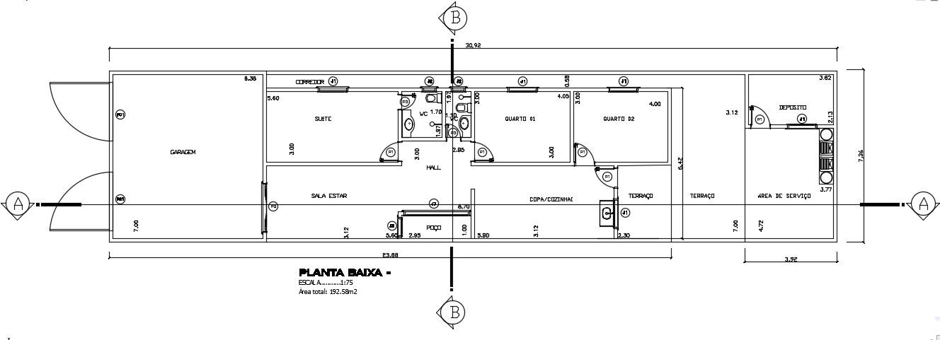 31x8m amazing single floor house plan CAD drawing