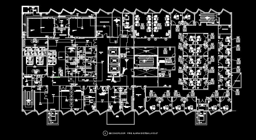 320x175m hospital second floor alarm layout AutoCAD drawing
