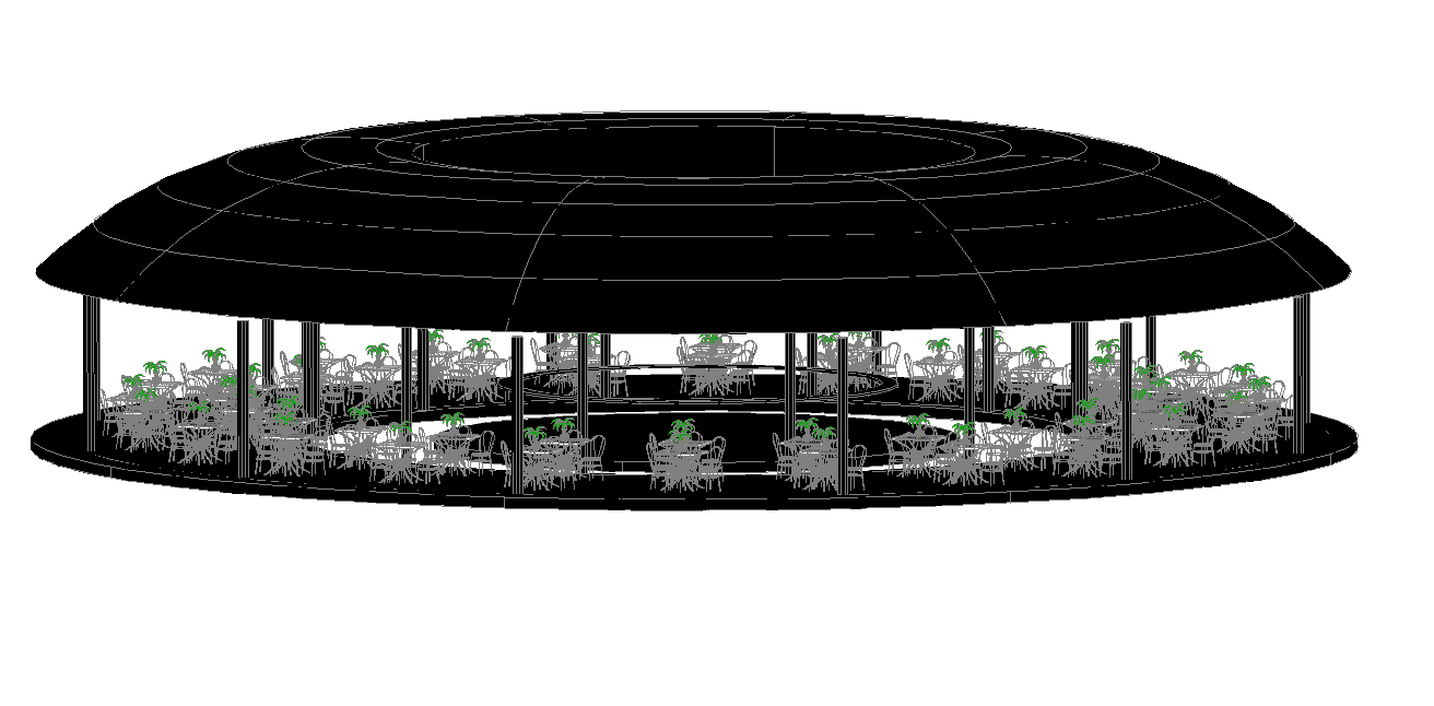 Restaurant 3D AutoCAD DWG Drawing with Interior and Structure Plan