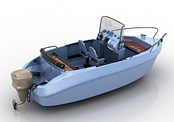 3D Boat AutoCAD DWG Drawing with Rendered Design and Details
