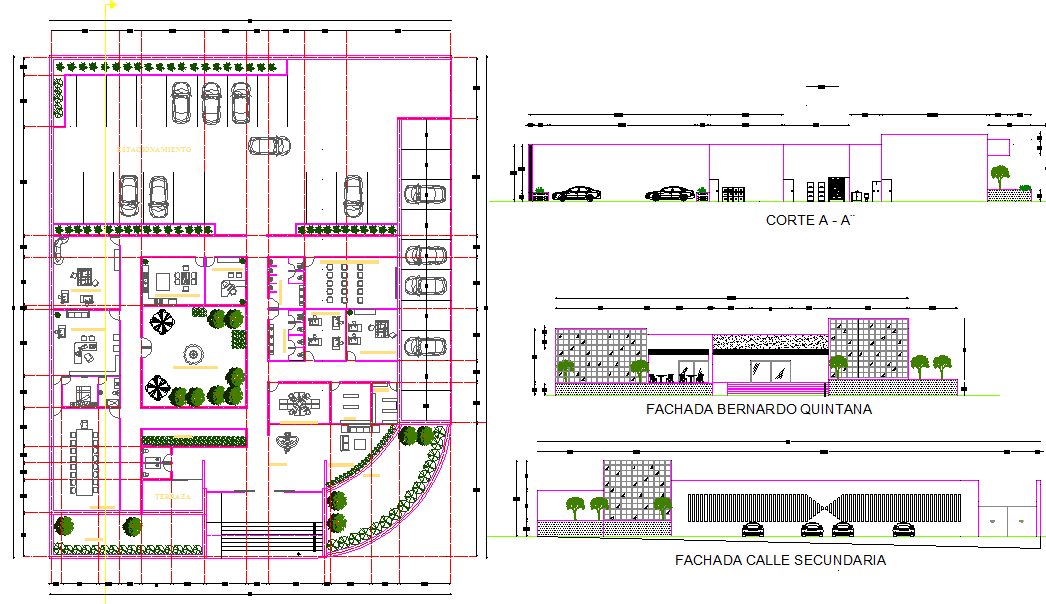 Modern Office Building Design Layout Plan in AutoCAD DWG File