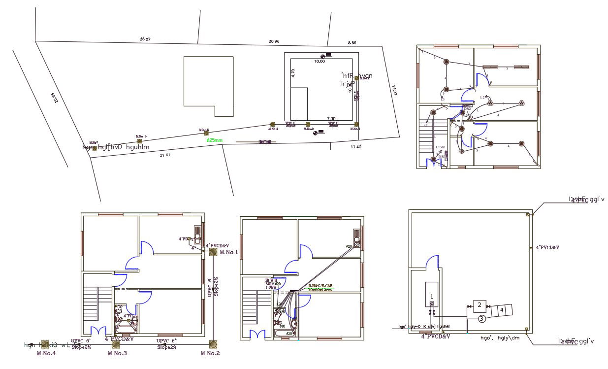 32 By 32 Feet House Plumbing And Electrical Layout Plan
