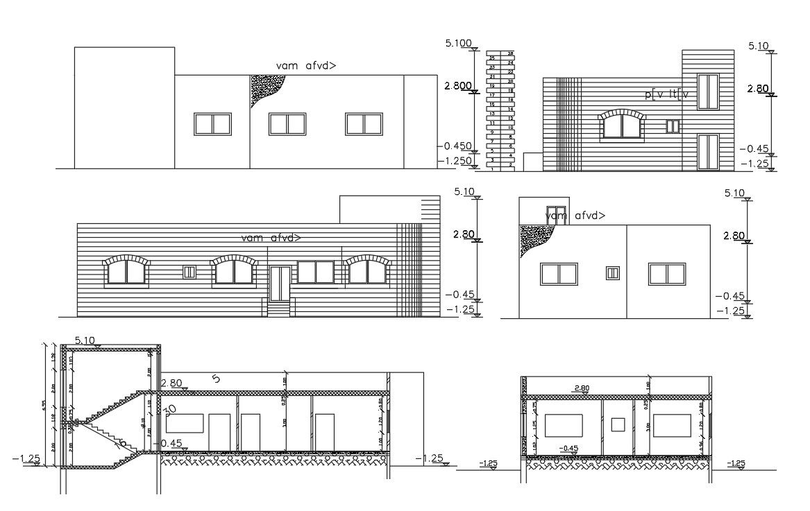 32 By 62 Feet House Building Sectional Elevation Design