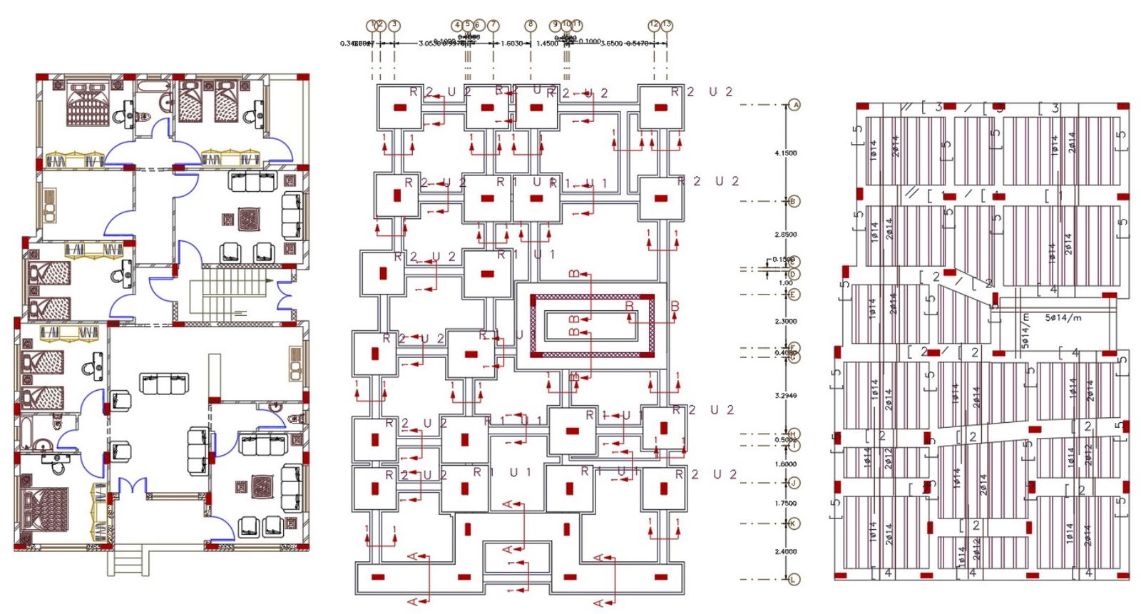 32 By 65 Feet Apartment Furniture layout plan AutoCAD File