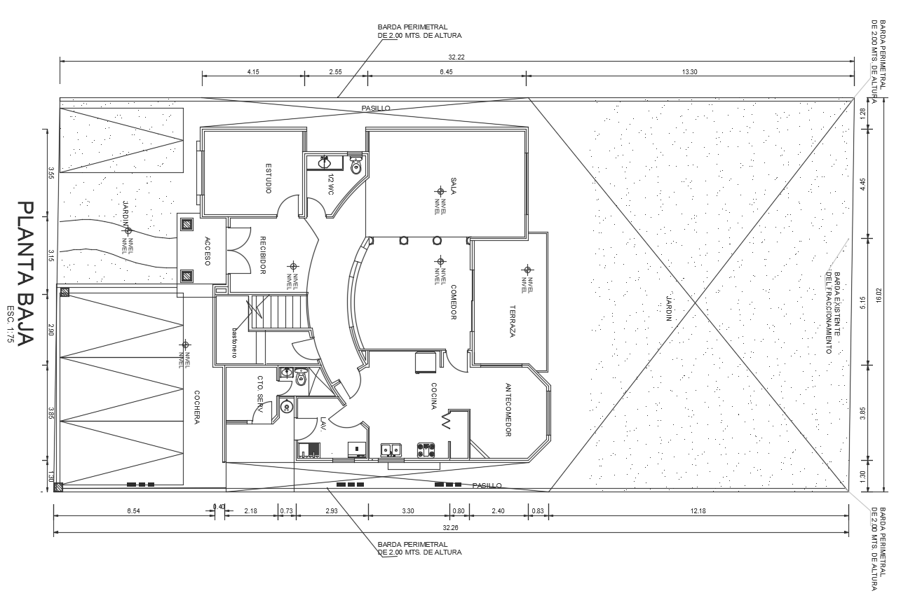 32X16 Meter House Plan AutoCAD Drawing Download DWG File