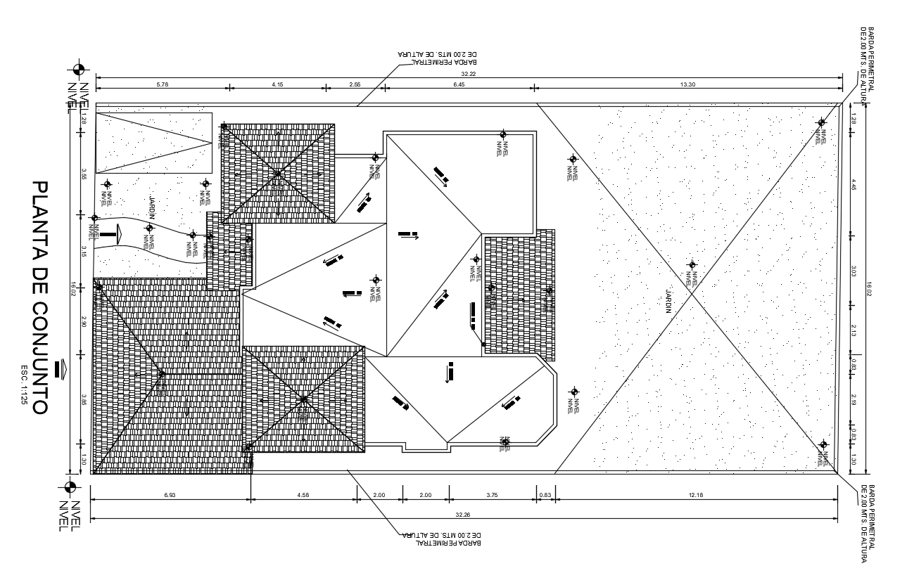 32X16 Meter House Roof Plan AutoCAD Drawing DWG File