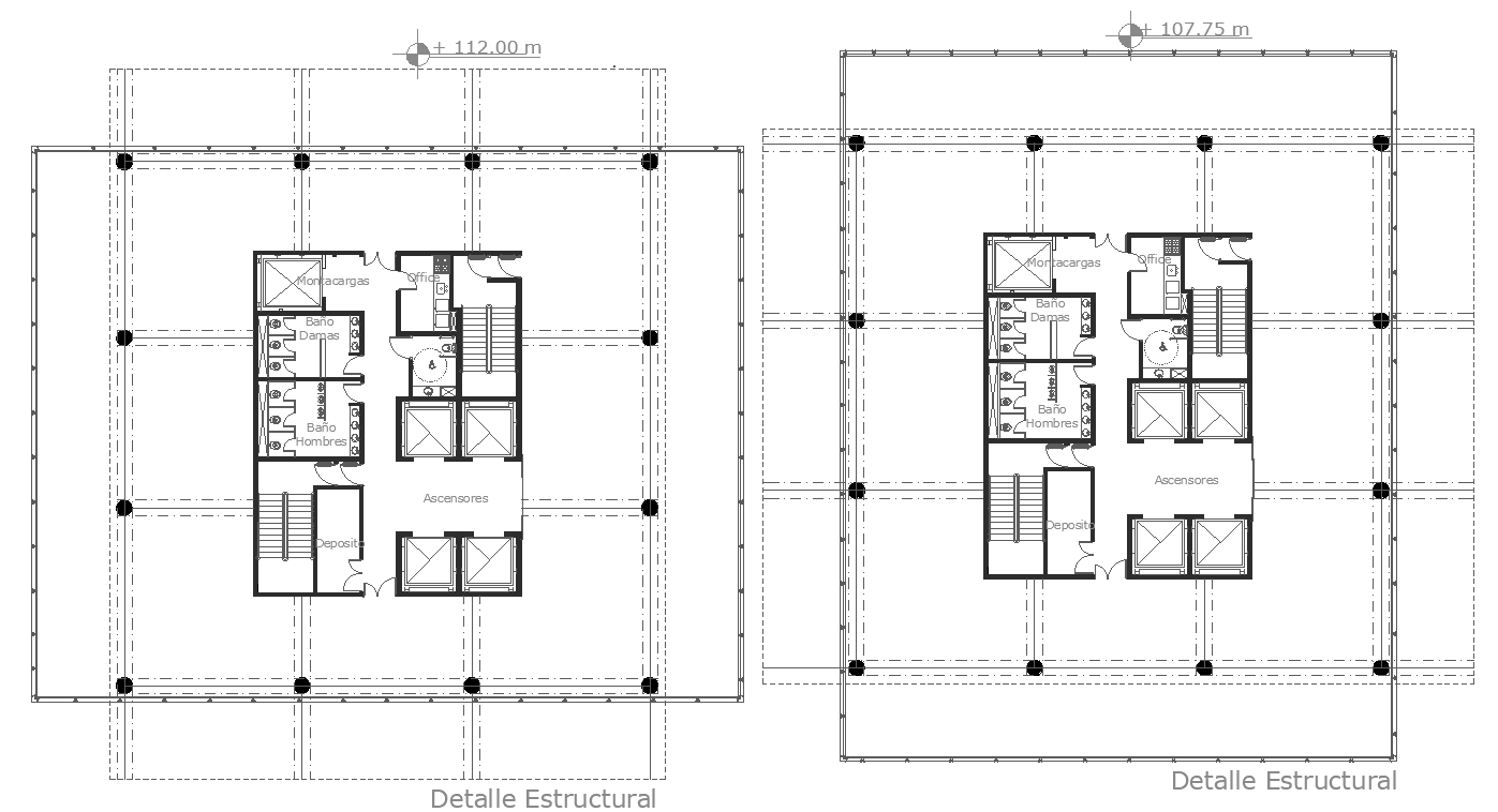32X32 Meter Commercial Building Structure Plan CAD Drawing Download DWG File
