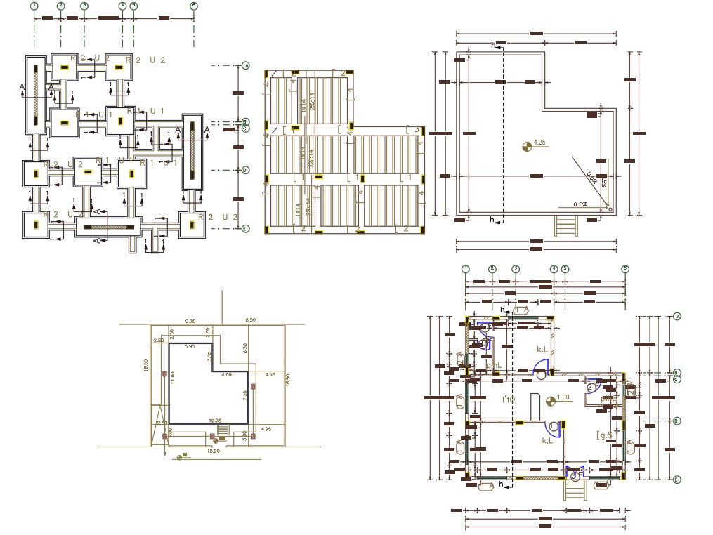 32' X 36' Plot Site For 2 BHK House Plan DWG File