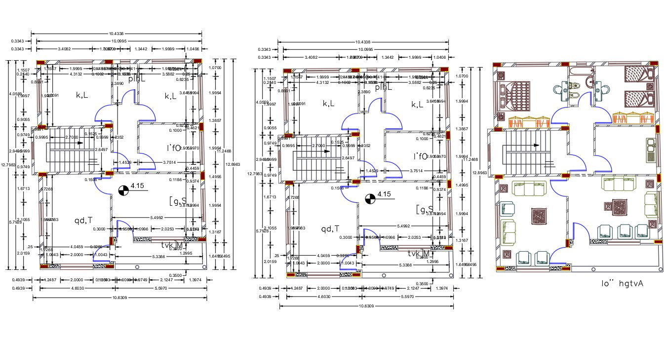 32' X 40' House Furniture Layout Plan DWG File