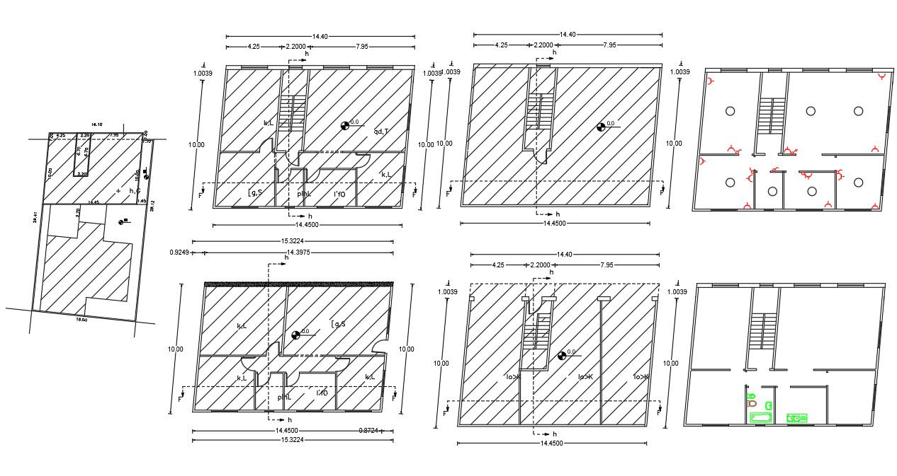 32' X 45' House Floor Plan In AutoCAD With Complete Drawing