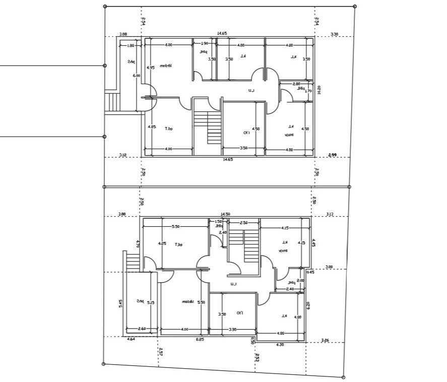 32' X 45' House Plan With 2 Different Option CAD Drawing